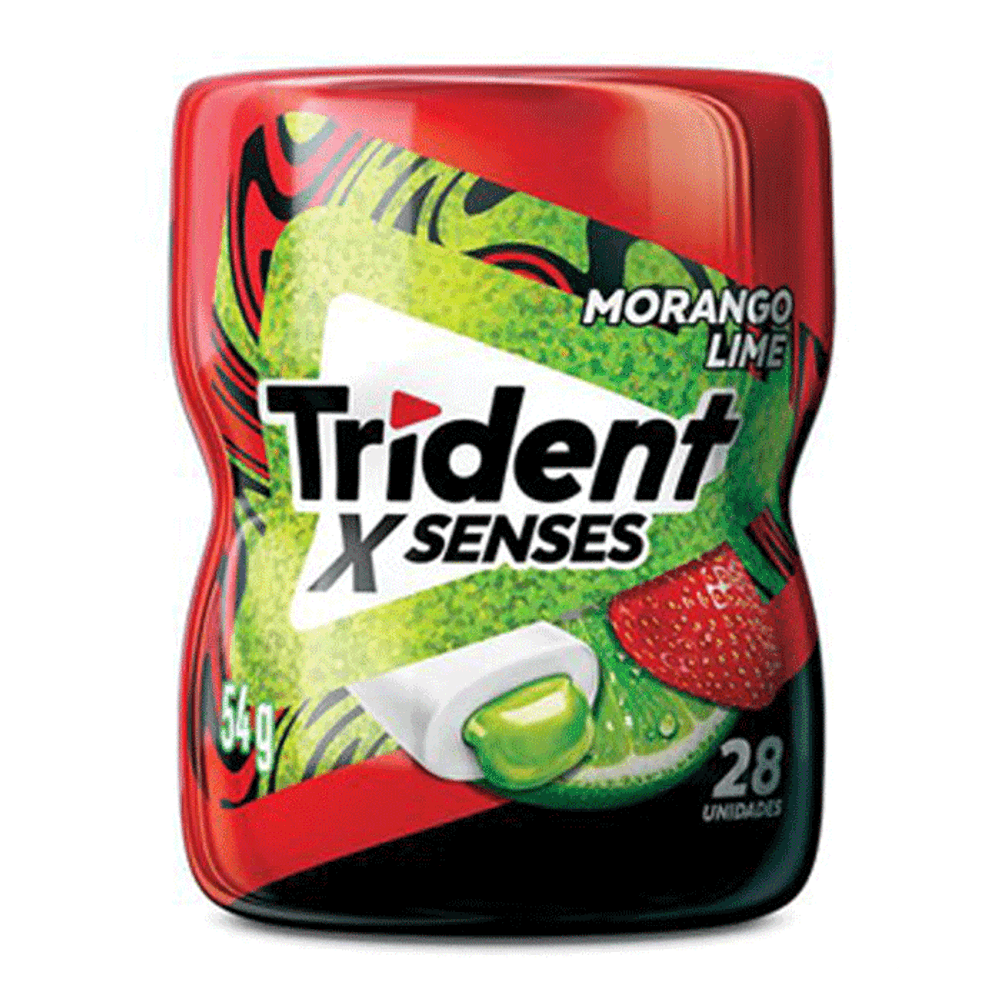 CHICLETE TRIDENT X SENSES MORANGO LIME 54G