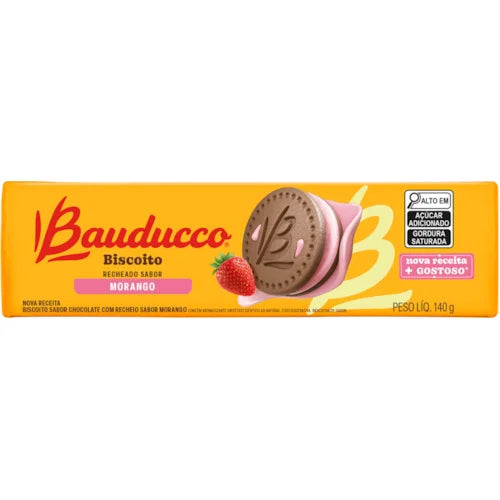 BISCOITO BAUDUCCO RECHEADO MORANGO 140G