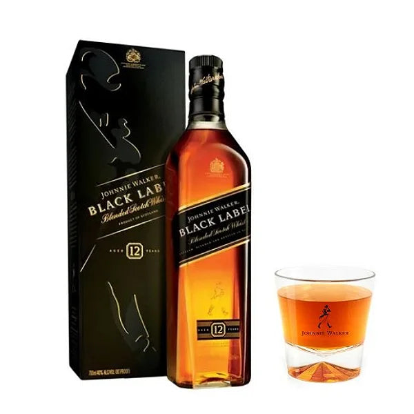 WHISKY JOHNNIE WALKER BLACK LABEL C/ 2 COPOS 700 ML