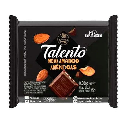 TALENTO MEIO AMARGO AMENDOAS 25GR