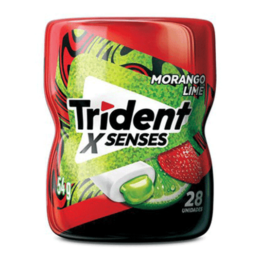 CHICLETE TRIDENT X SENSES MORANGO LIME 54G