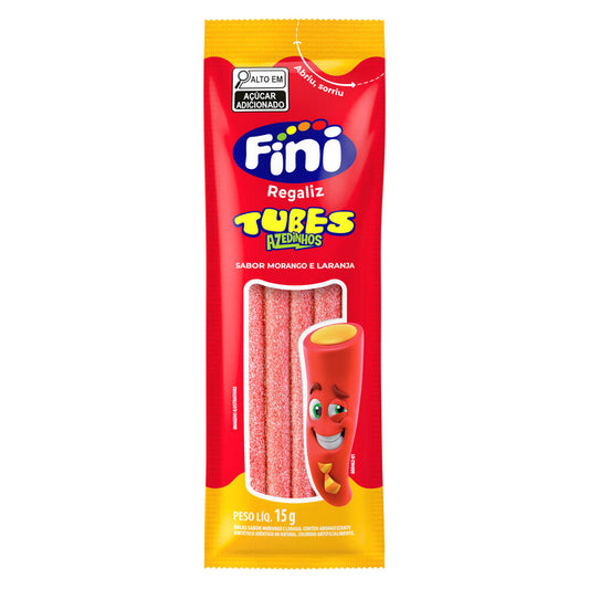 BALA FINI TUBES MORANGO COM LARANJA  15GRS