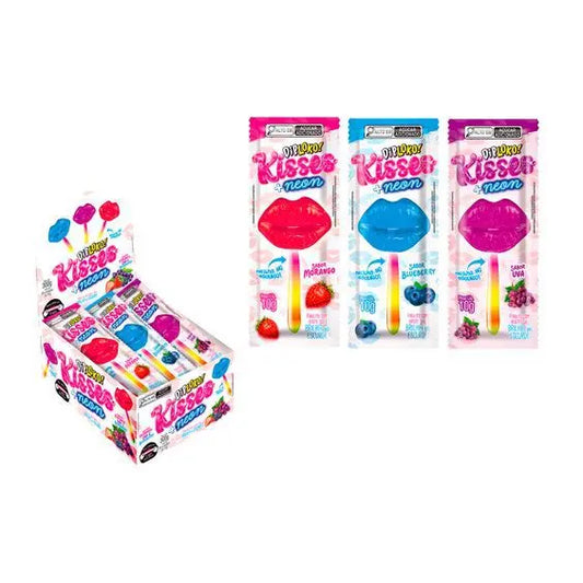 PIRULITO DIPLOKO  KISSES MORANGO NEON 10G