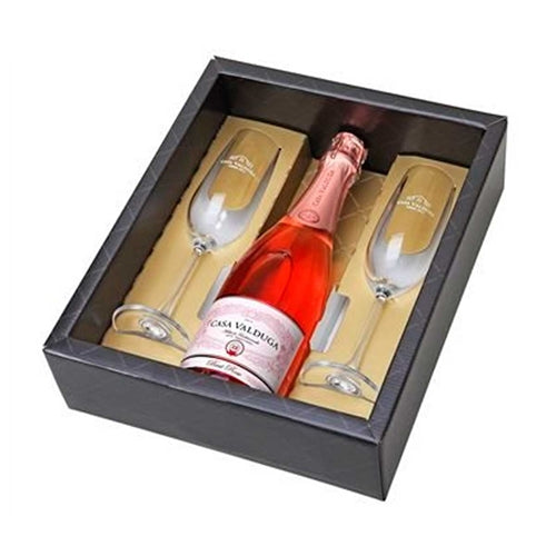 KIT ESPUMANTE CASA VALDUGA BRUT ROSE C/2 TACAS