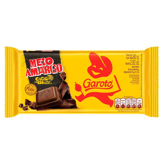 CHOCOLATE MEIO AMARGO  GAROTO 80G