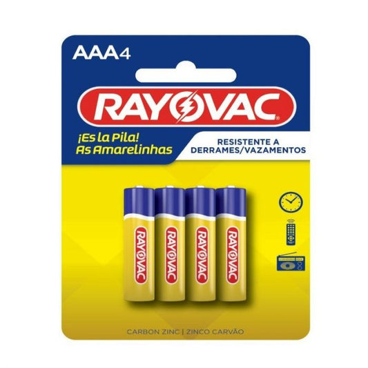 PILHA RAYOVAC AMARELINHAS AAA4  C/ 4UN